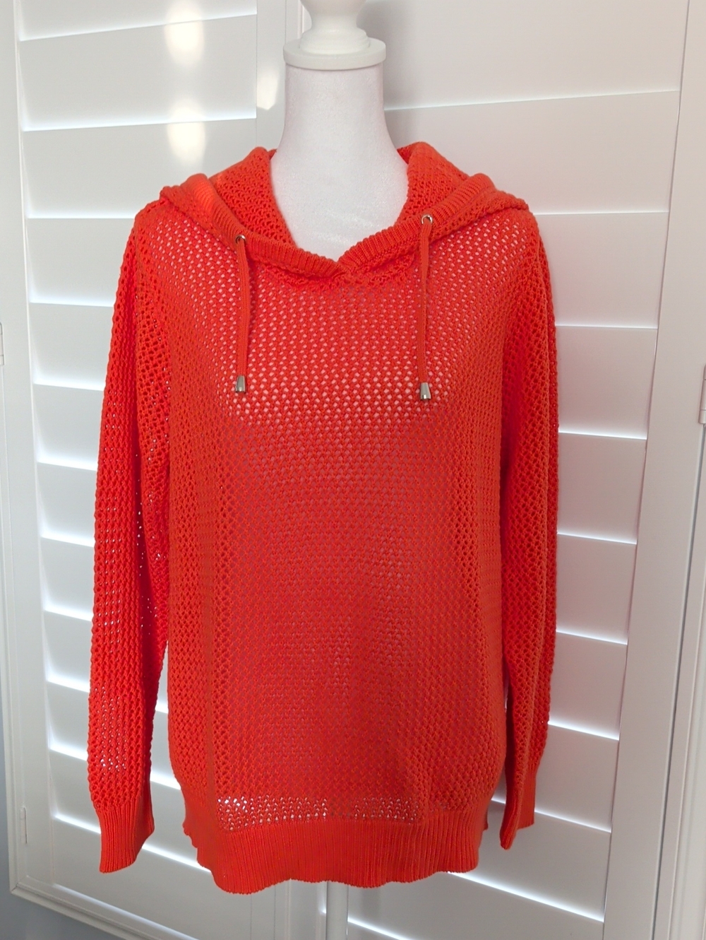 NWOT Alison Sheri Orange Knit Hooded Sweater